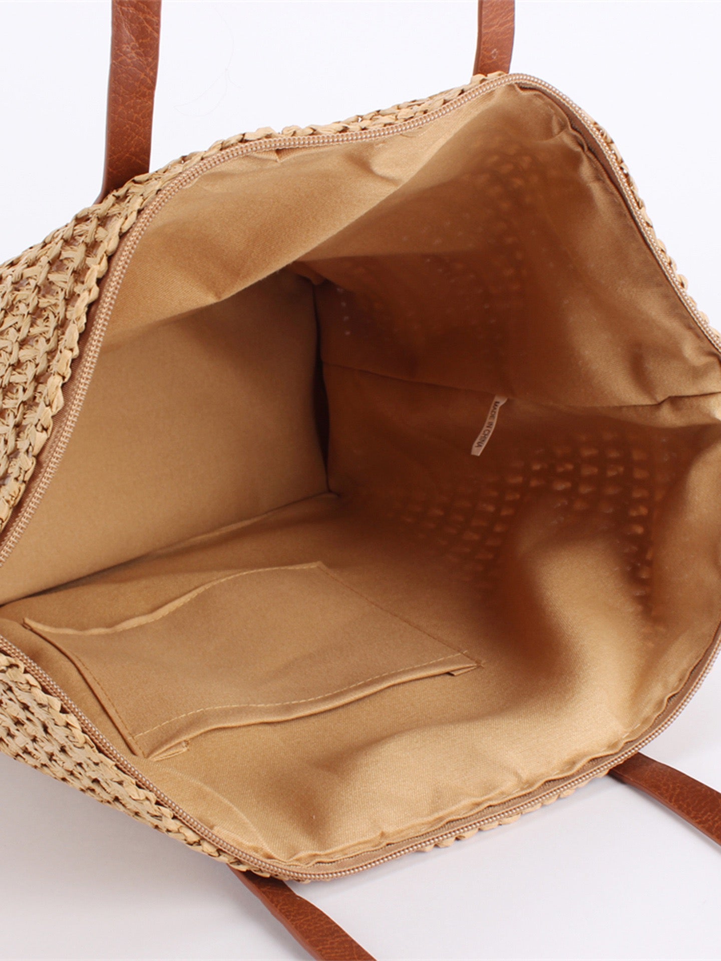 Solstice — Grand cabas au crochet, anses cuir longues