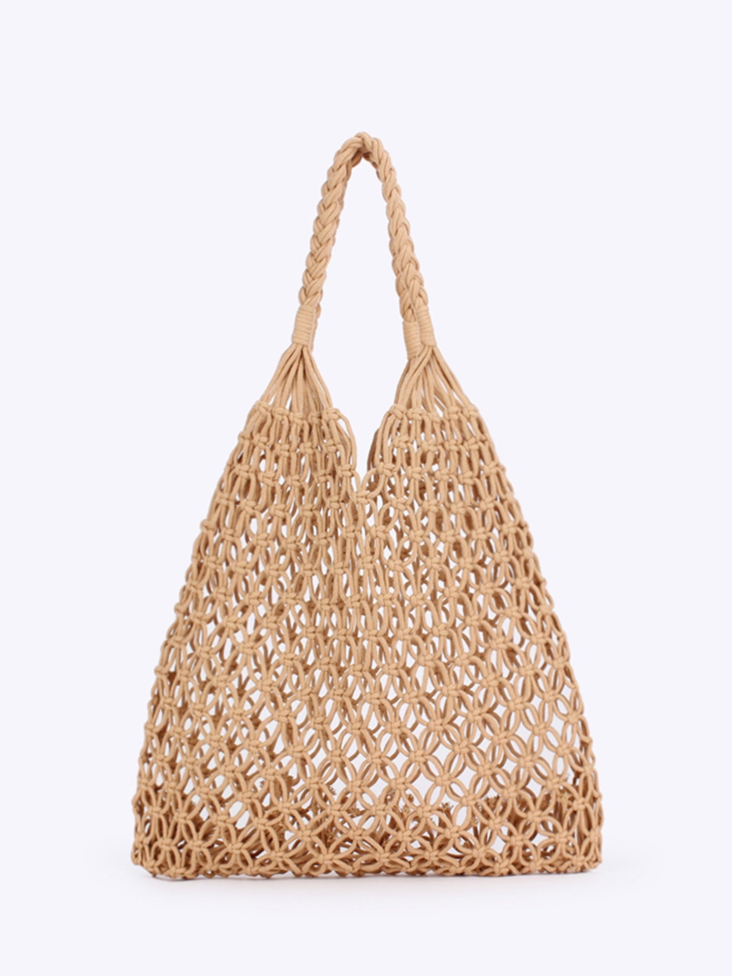Cerise Sauge — Grand cabas filet macramé à motif fleurs
