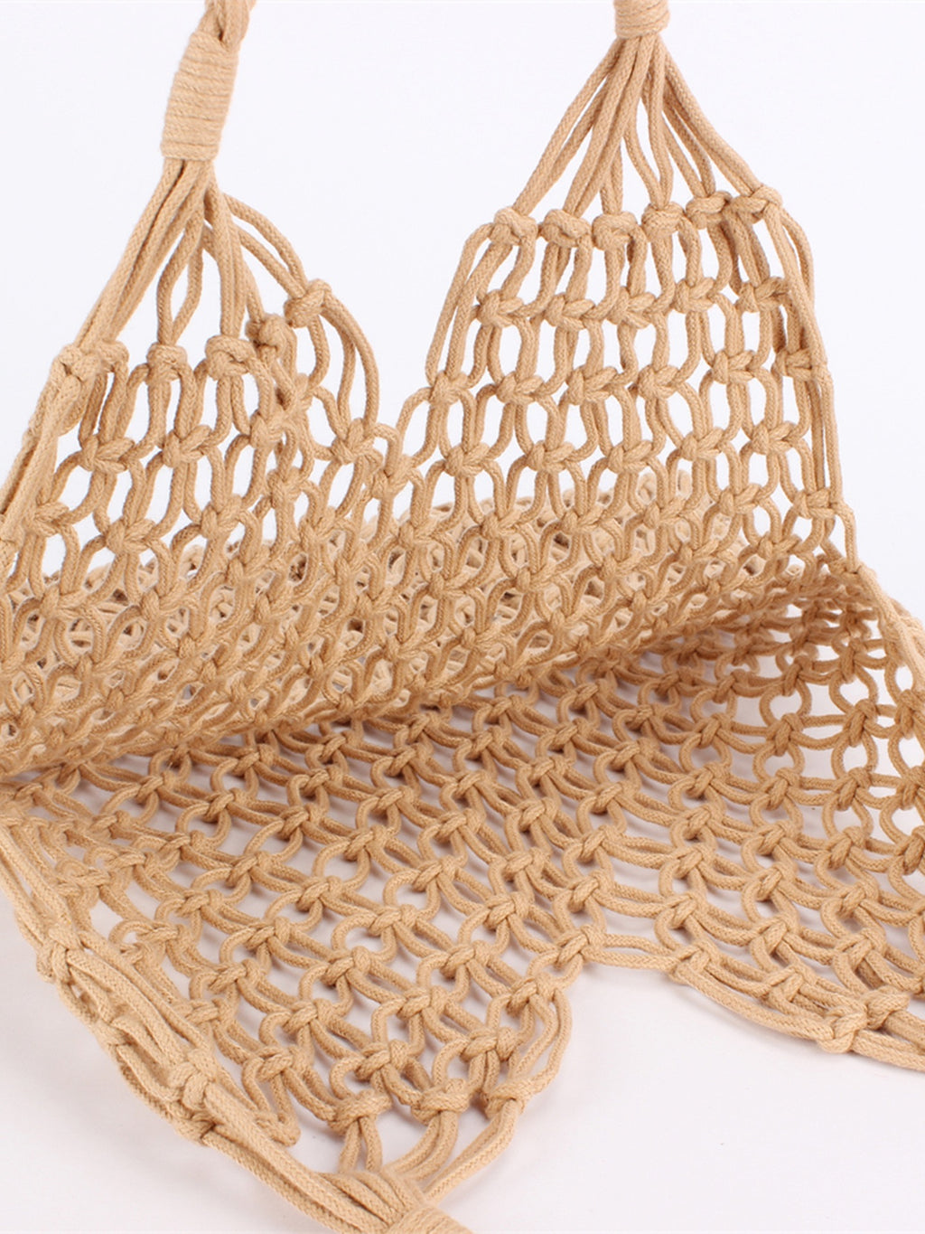 Cerise Sauge — Grand cabas filet macramé à motif fleurs
