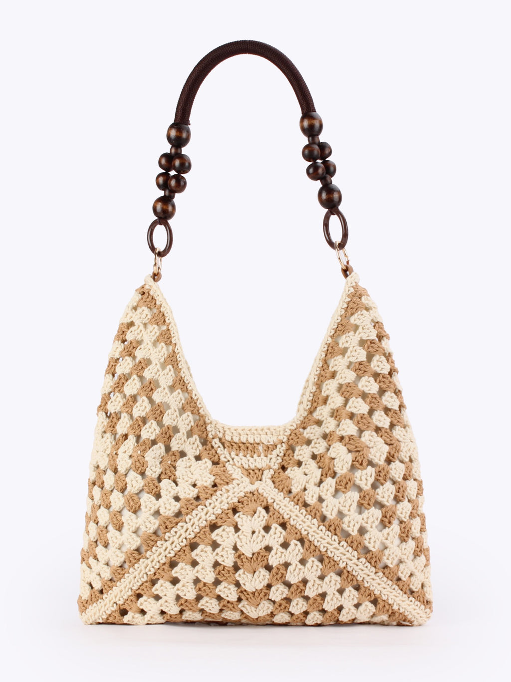 Altitude — Sac hobo crochet granny squares, anse perles bois