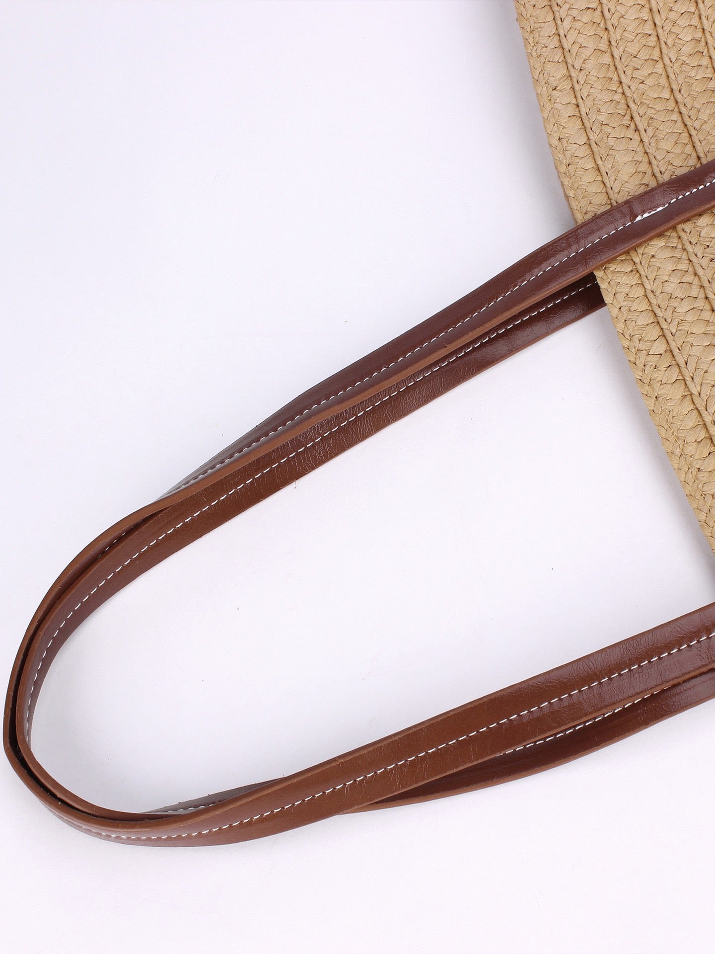 Zéphyr — Grand panier paille à poche cuir & anses cuir