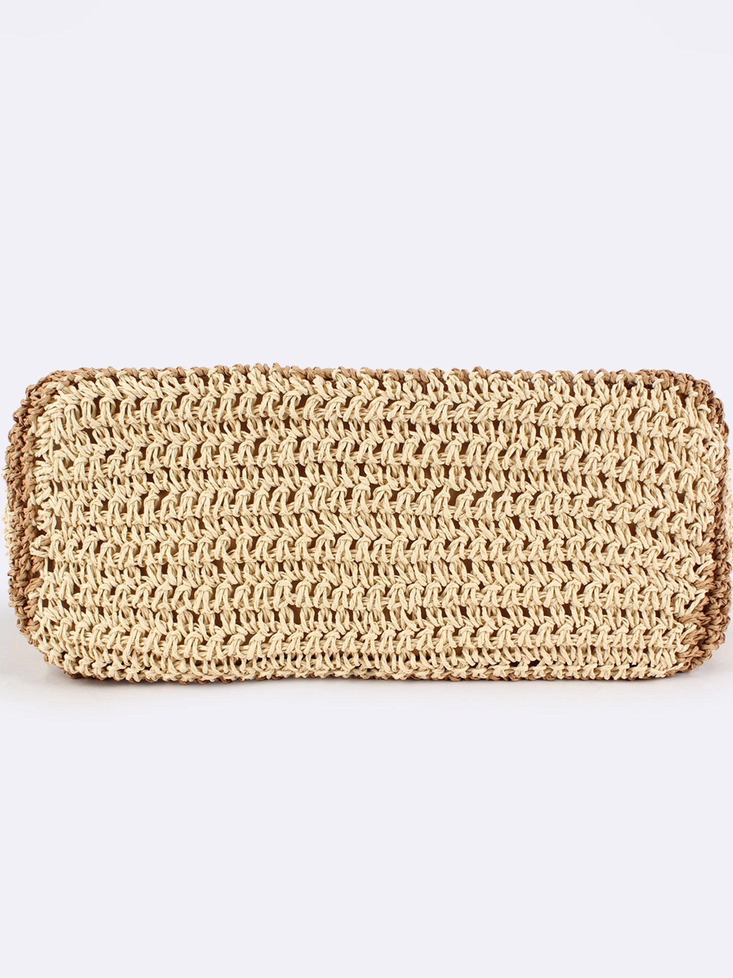 Étrave — Grand tote crochet rayé bicolore, anses cuir