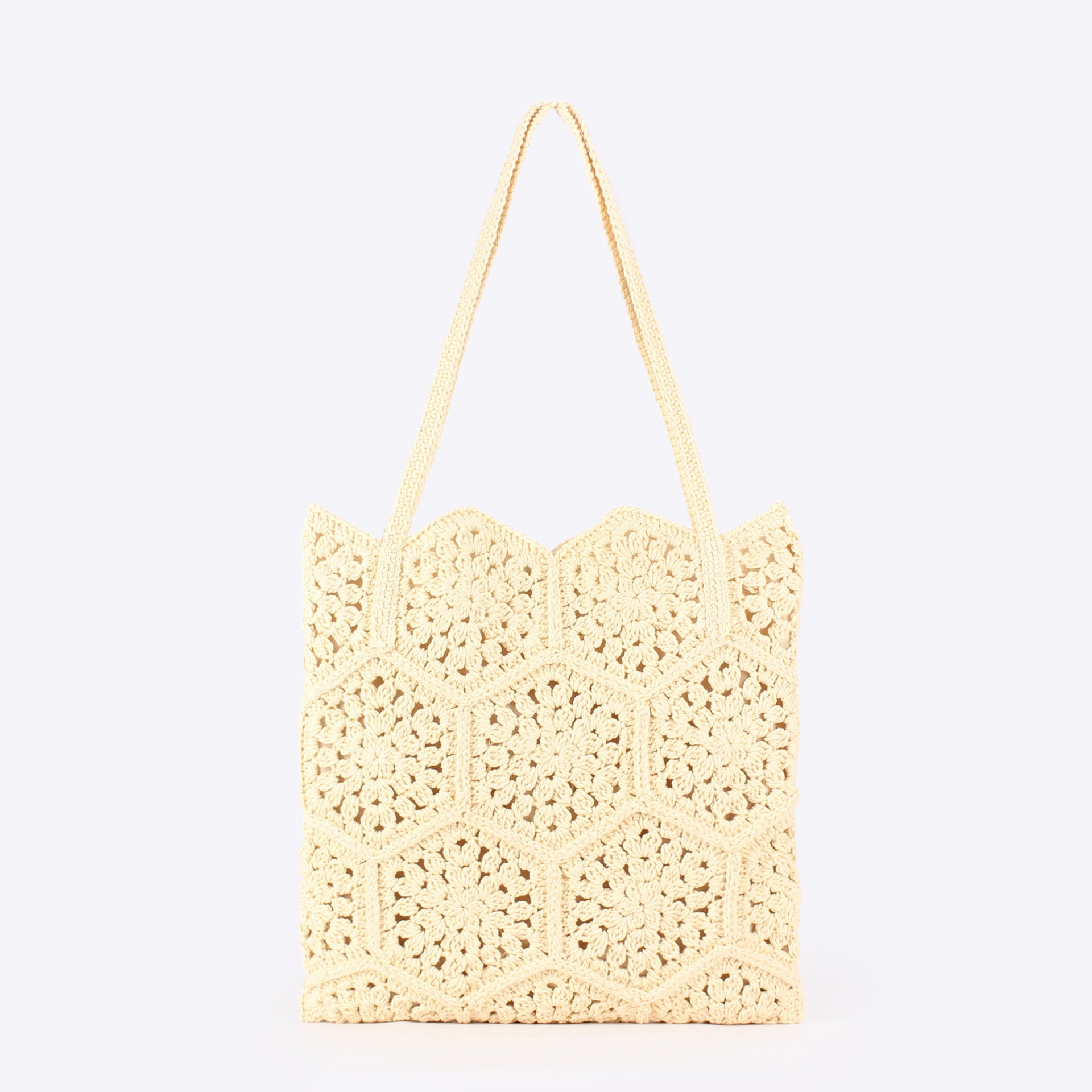 Nomade Bord — Grand cabas crochet, motif granny squares hexagones