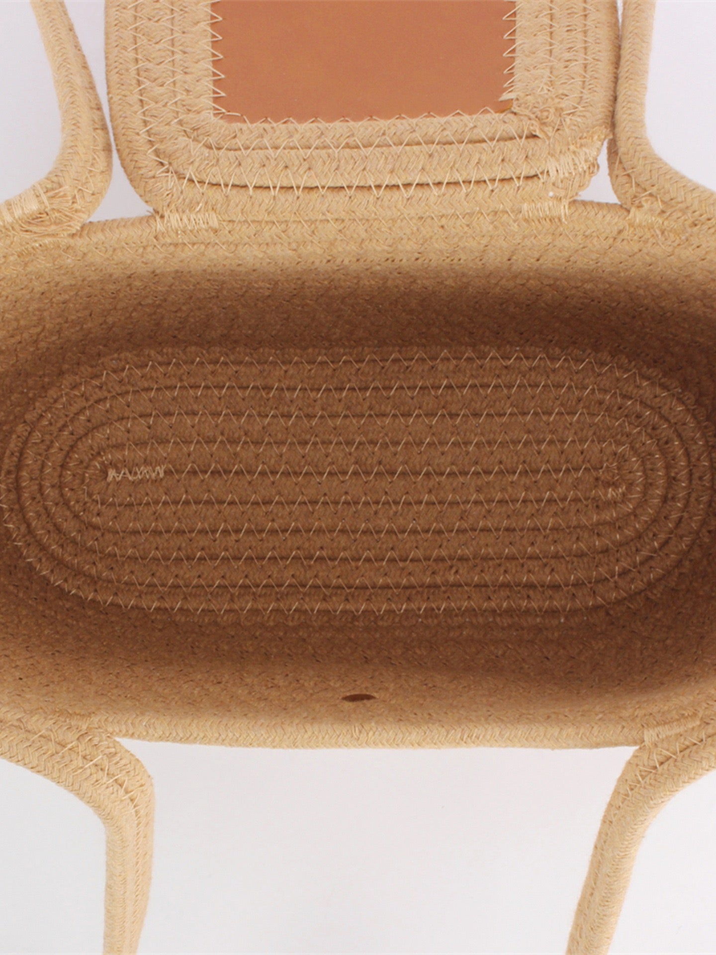 Riviera Marine — Panier corde camel, rabat cuir & perle