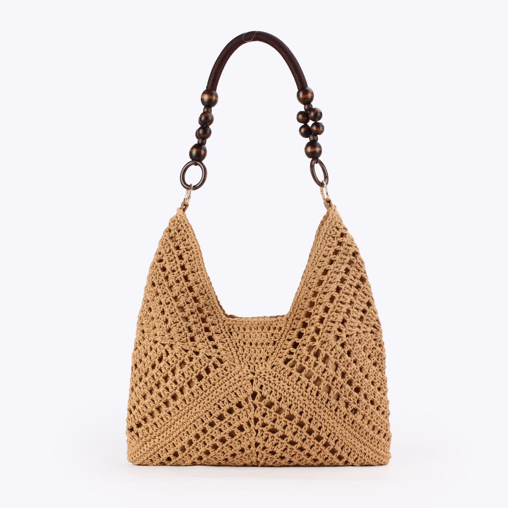 Altitude — Sac hobo crochet granny squares, anse perles bois