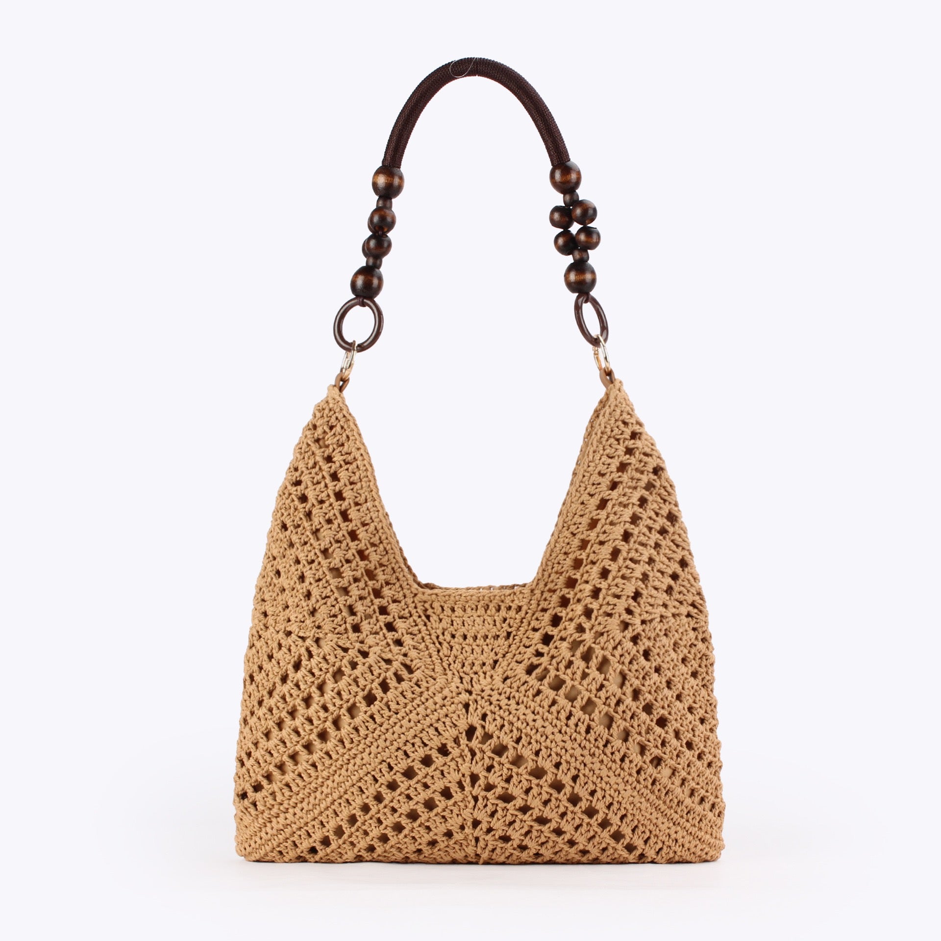 Altitude — Sac hobo crochet granny squares, anse perles bois