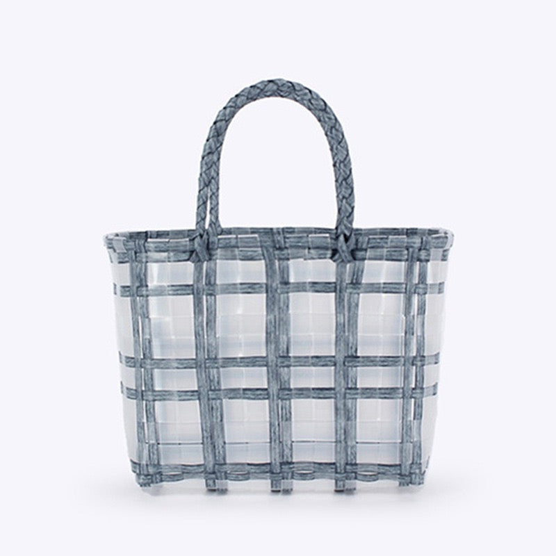 Ciel Étoilé — Petit panier transparent à carreaux bleus