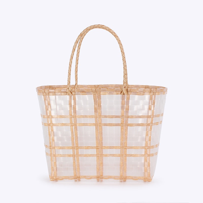 Ciel Étoilé — Petit panier transparent à carreaux bleus