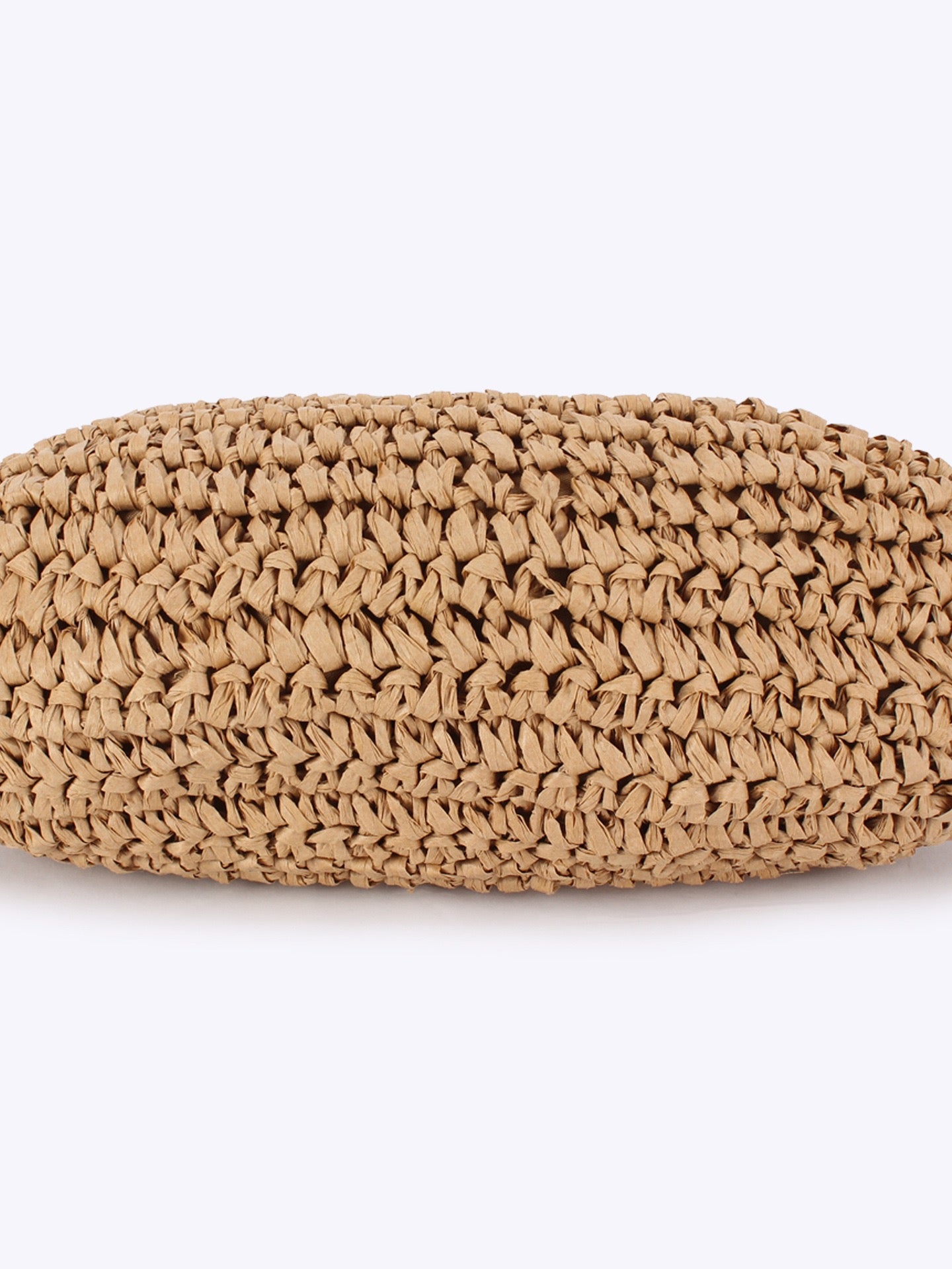 Bohème — Pochette croissant au crochet, anse perles marbrées