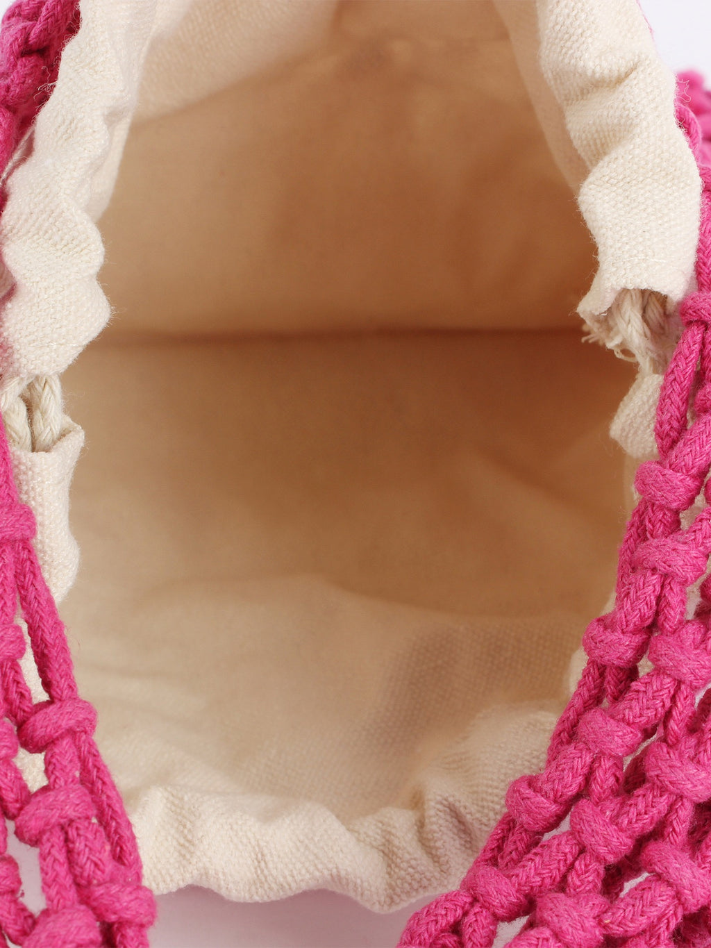 Capri — Mini sac filet macramé fuchsia