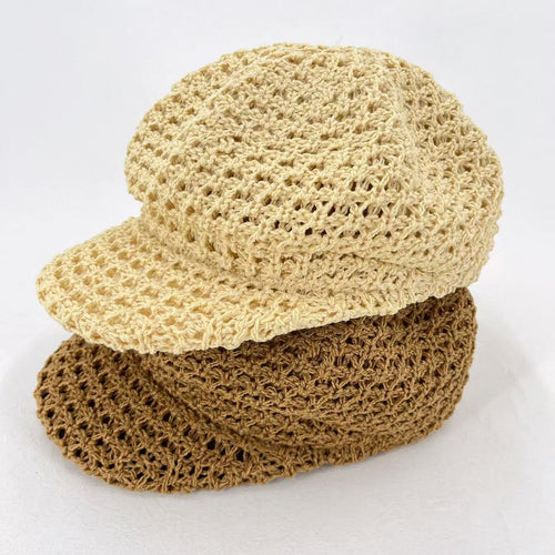 Caramel — Casquette gavroche au crochet ajouré (2 coloris)