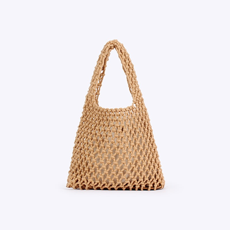 Capri — Mini sac filet macramé fuchsia