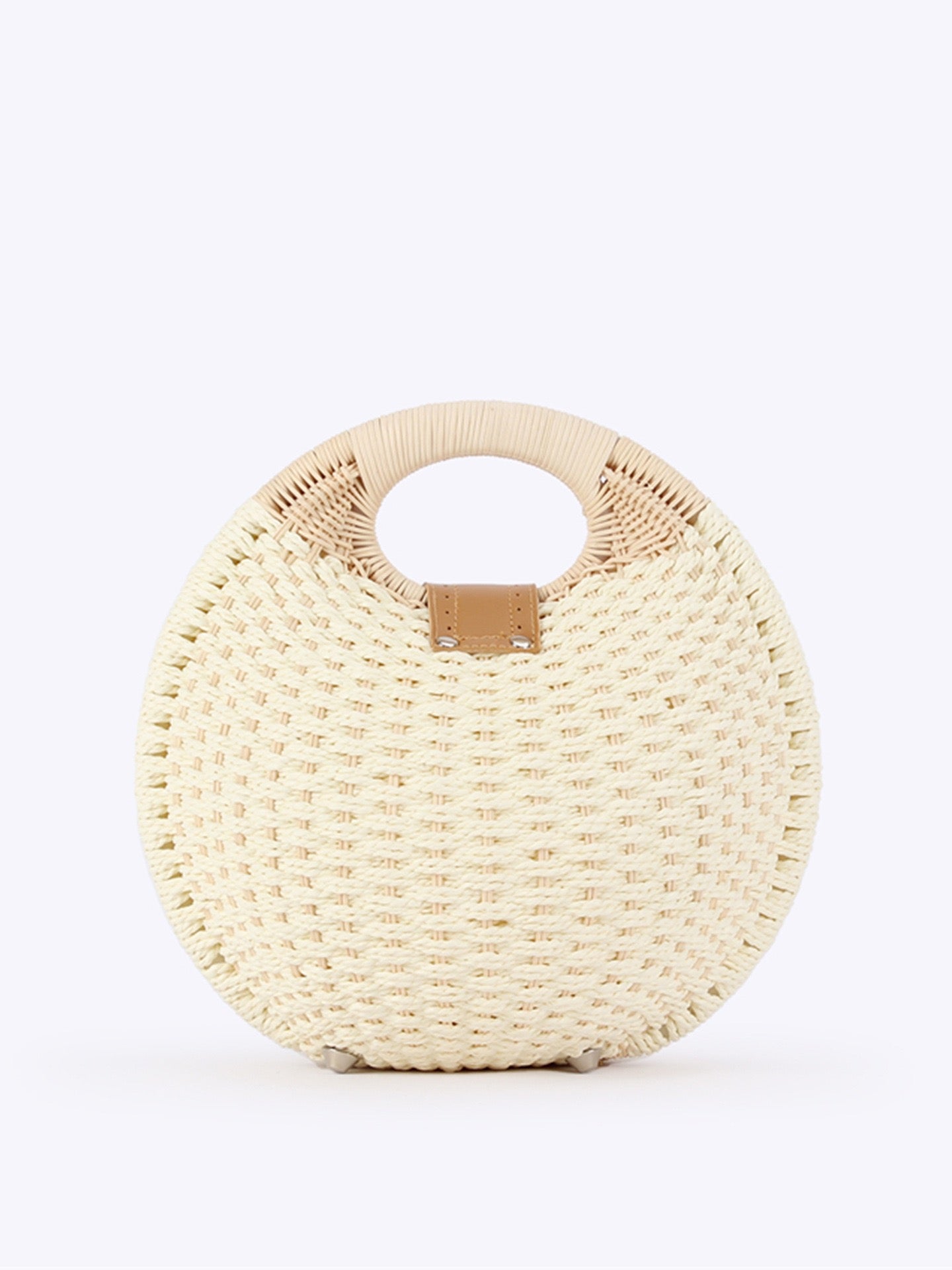 Lilas — Sac rond cocon au crochet ivoire, anse ovale