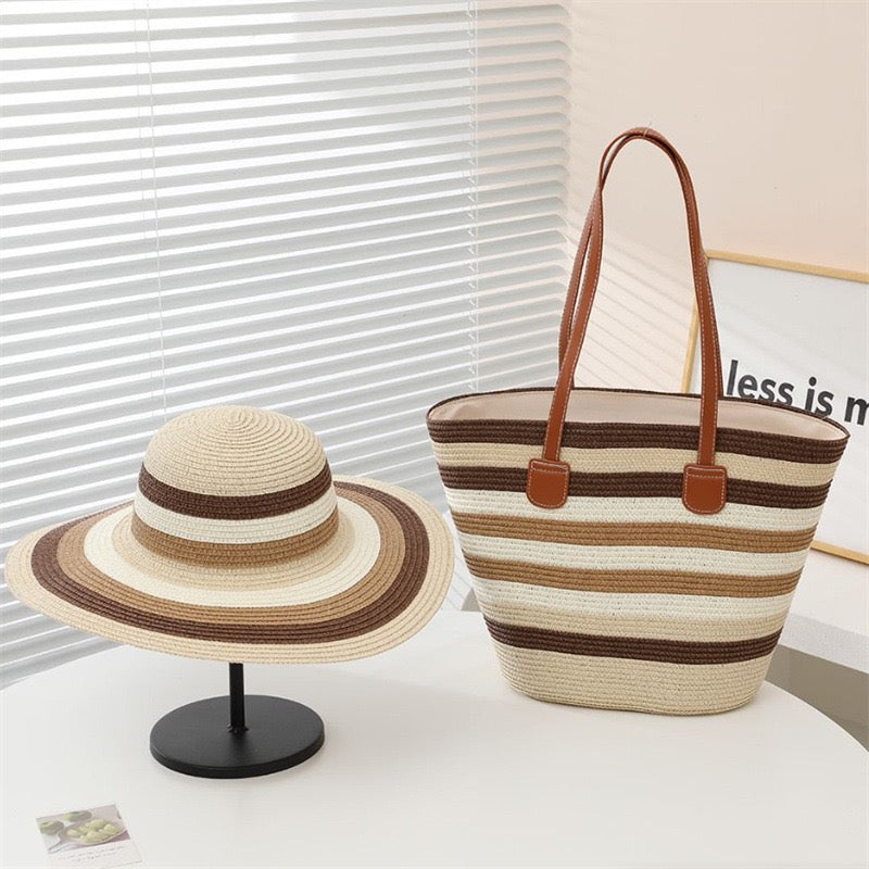 Fiesta Duo — Cabas & capeline rayés multicolores