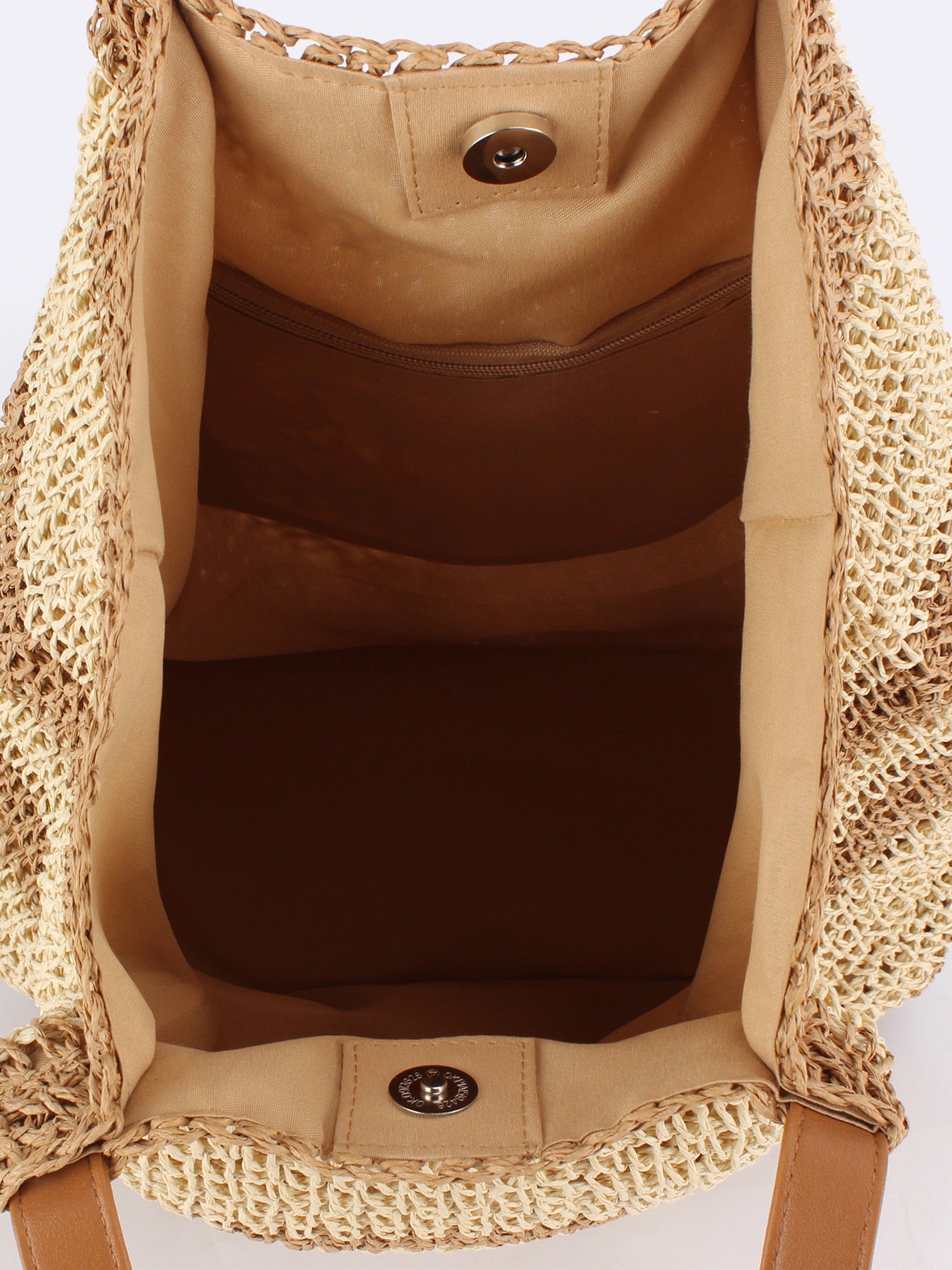 Étrave — Grand tote crochet rayé bicolore, anses cuir