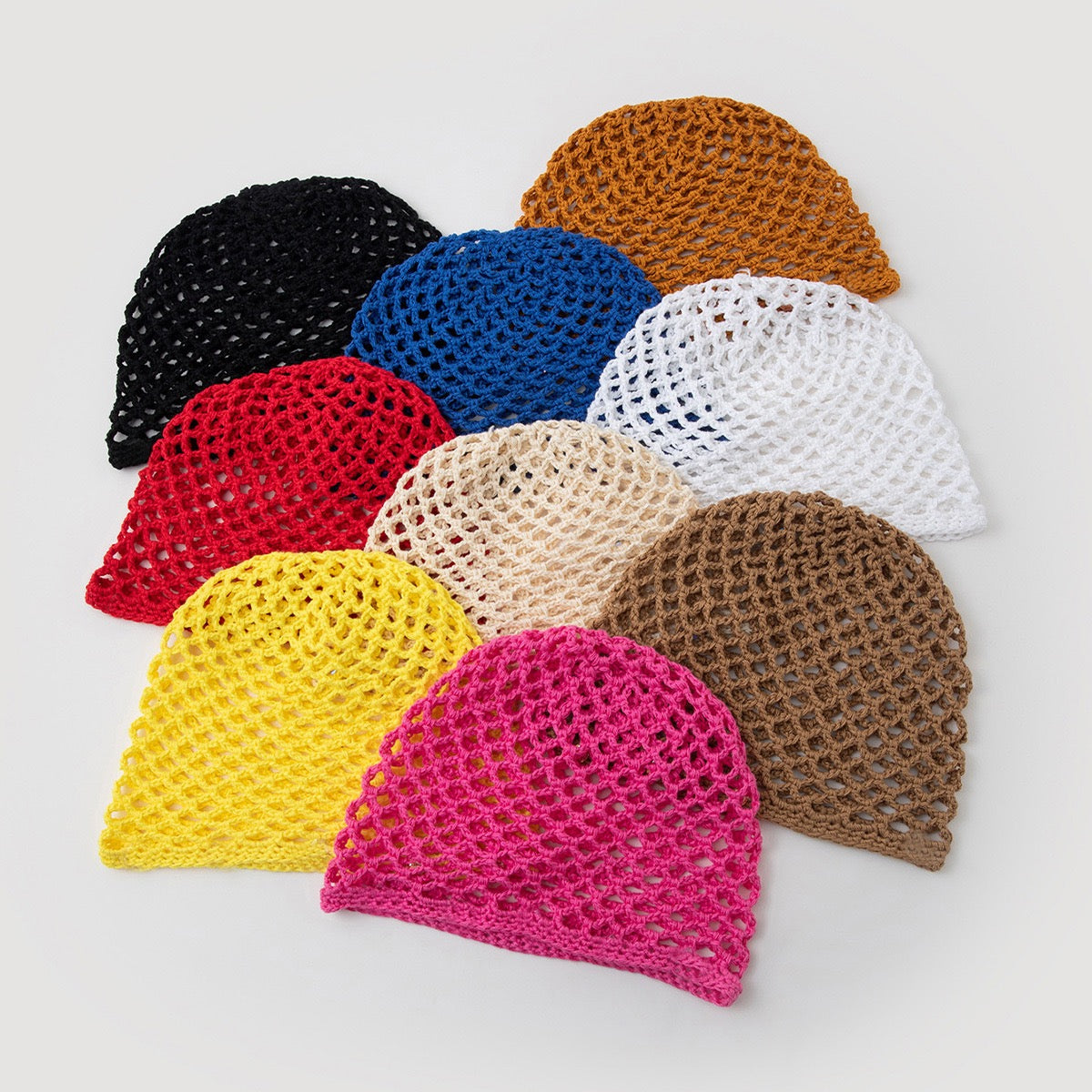 Archipel — Calotte au crochet à motif filet