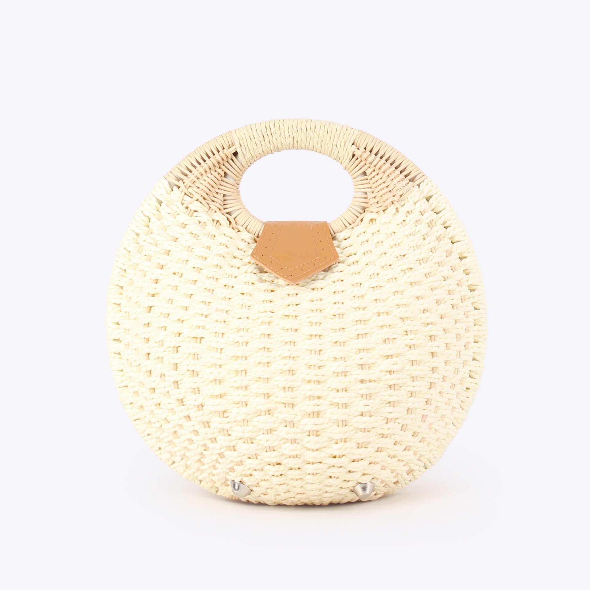 Lilas — Sac rond cocon au crochet ivoire, anse ovale