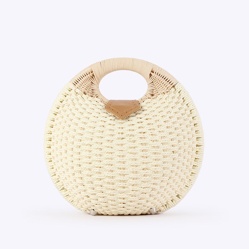 Lilas — Sac rond cocon au crochet ivoire, anse ovale