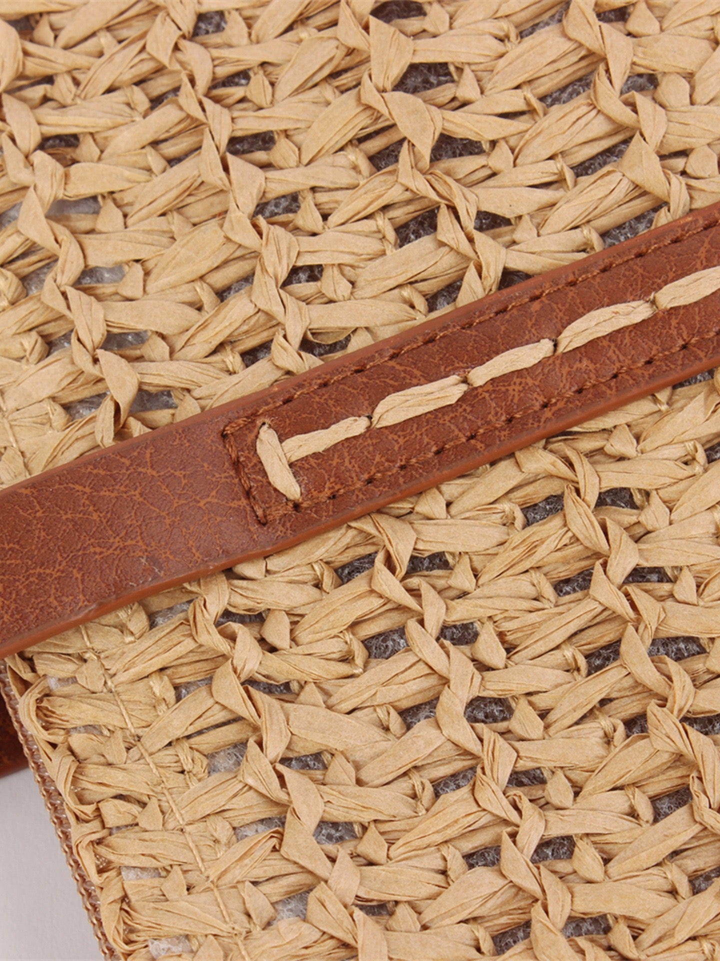 Solstice — Grand cabas au crochet, anses cuir longues
