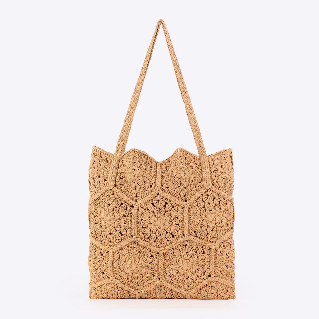 Nomade Bord — Grand cabas crochet, motif granny squares hexagones