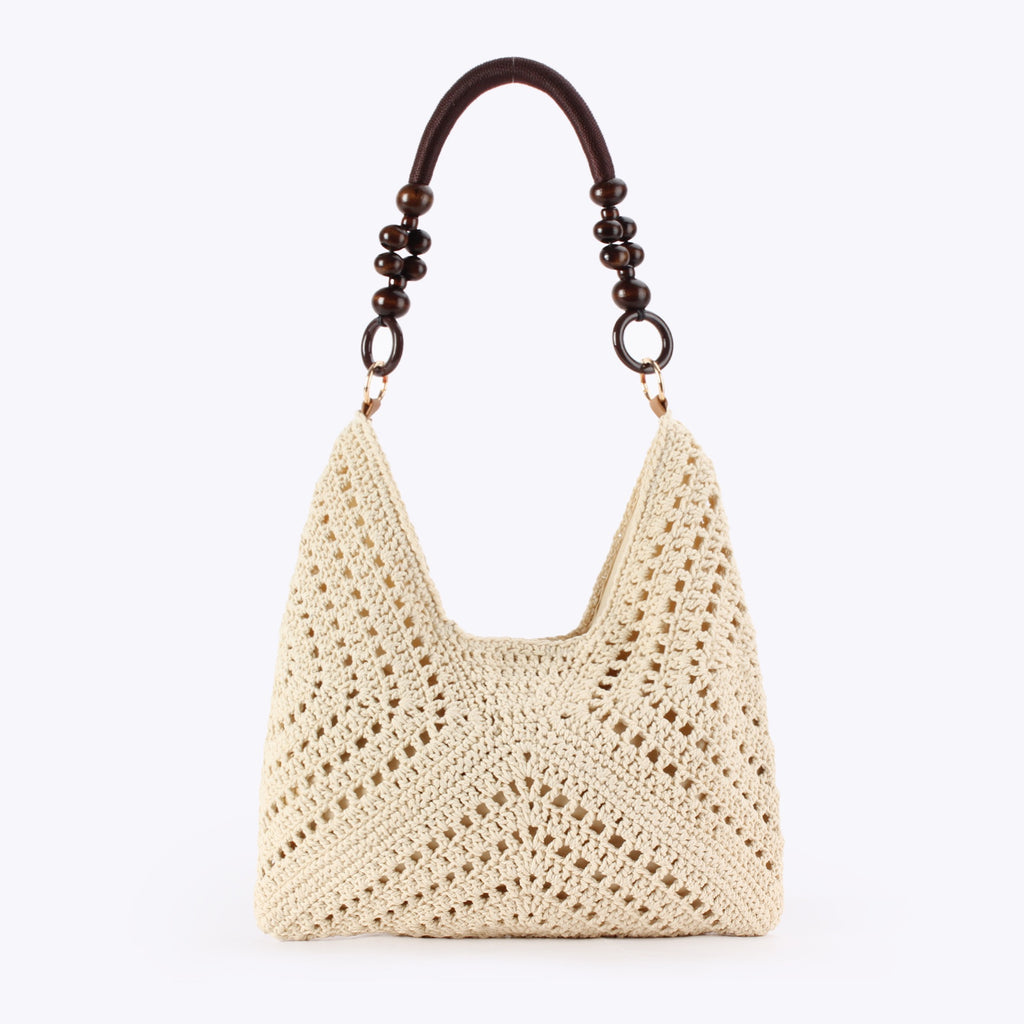 Altitude — Sac hobo crochet granny squares, anse perles bois