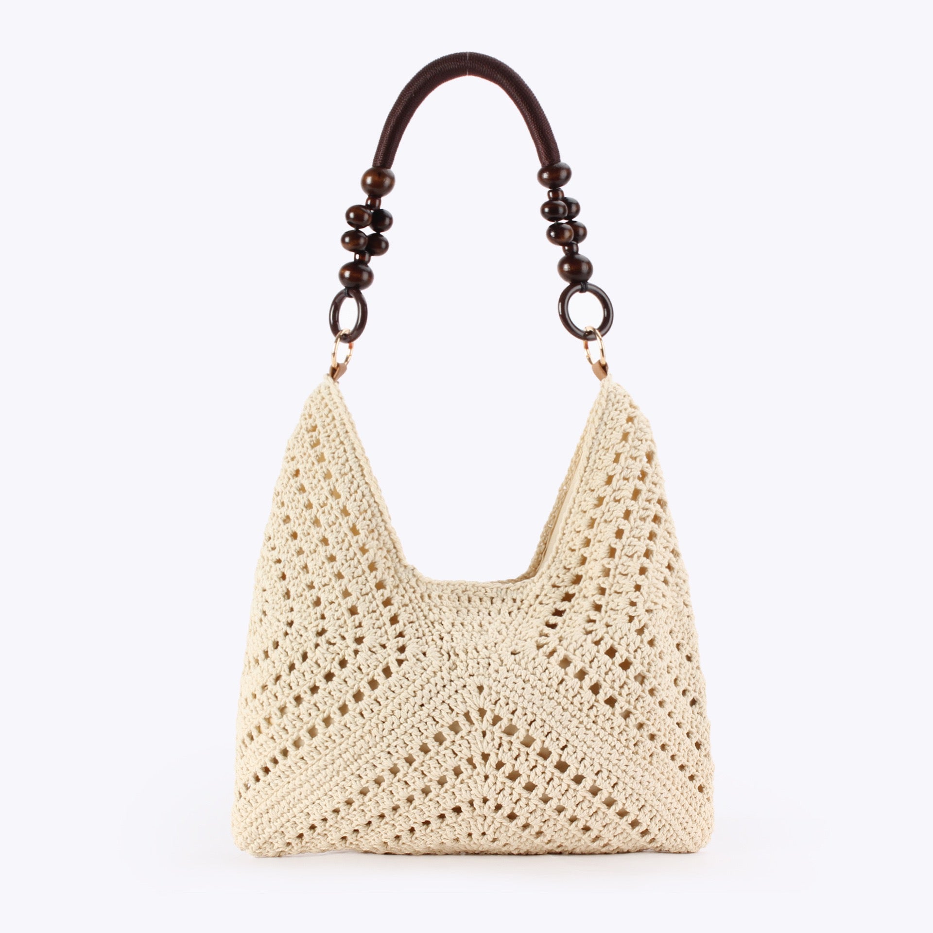 Altitude — Sac hobo crochet granny squares, anse perles bois