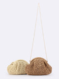 Soleil — Pochette dumpling au crochet, chaîne dorée