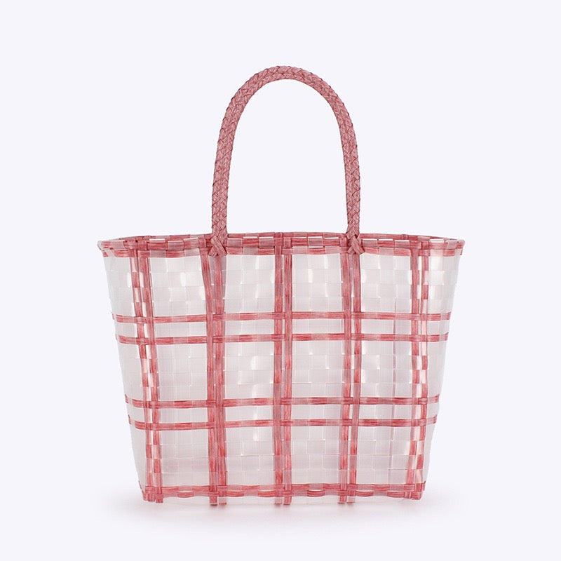 Ciel Étoilé — Petit panier transparent à carreaux bleus