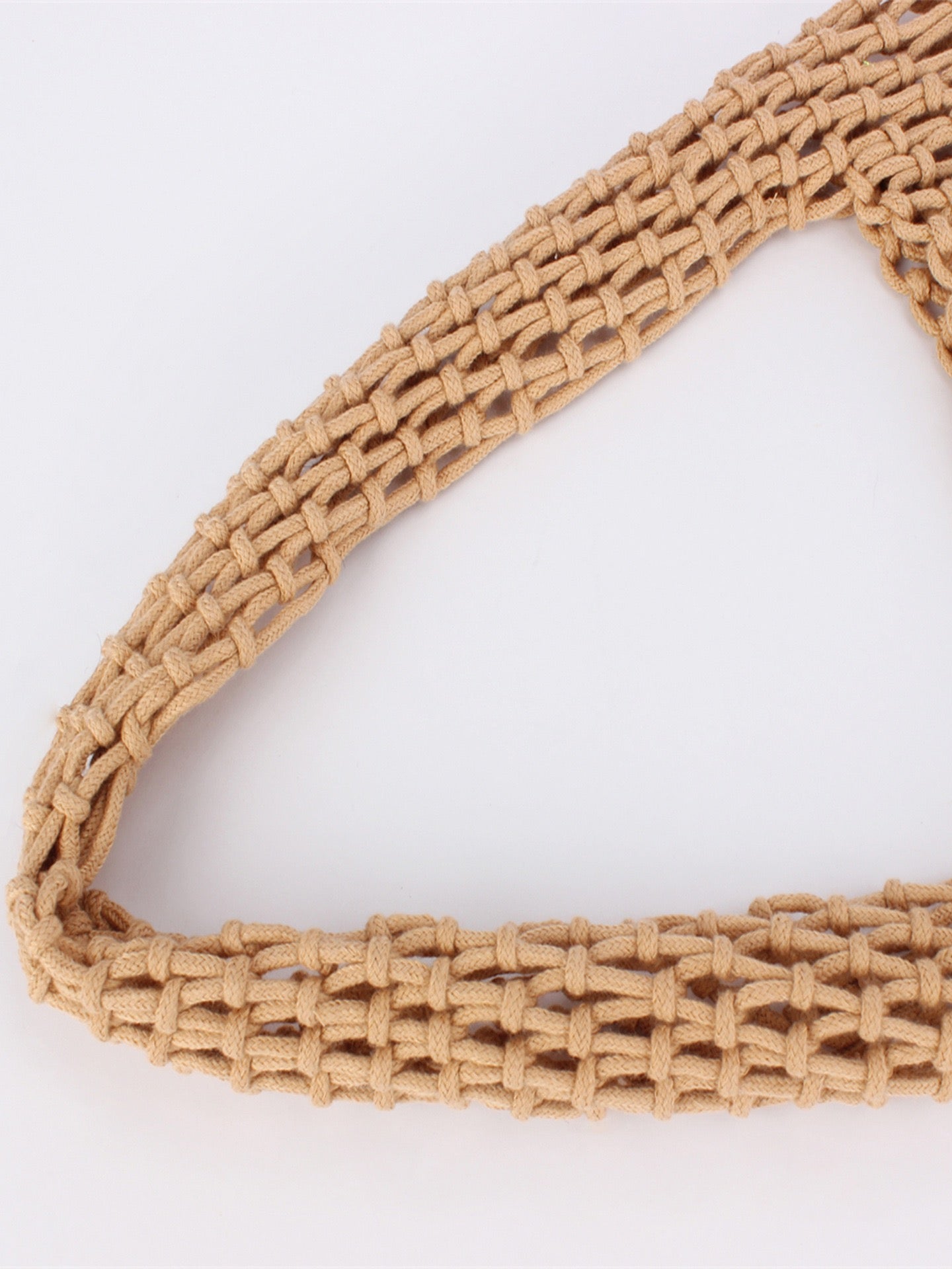 Antibes — Sac filet macramé camel à anse intégrée