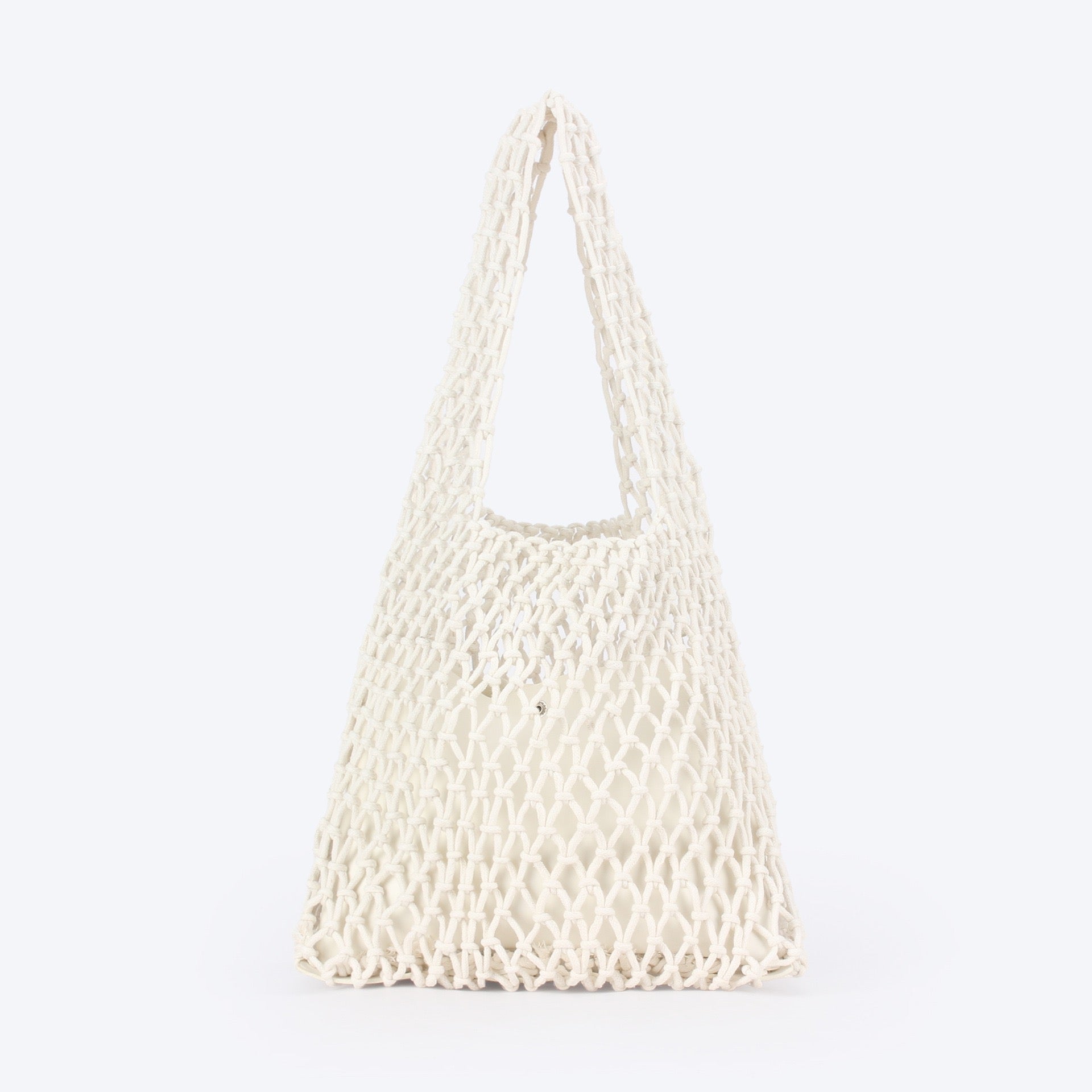 Antibes — Sac filet macramé camel à anse intégrée