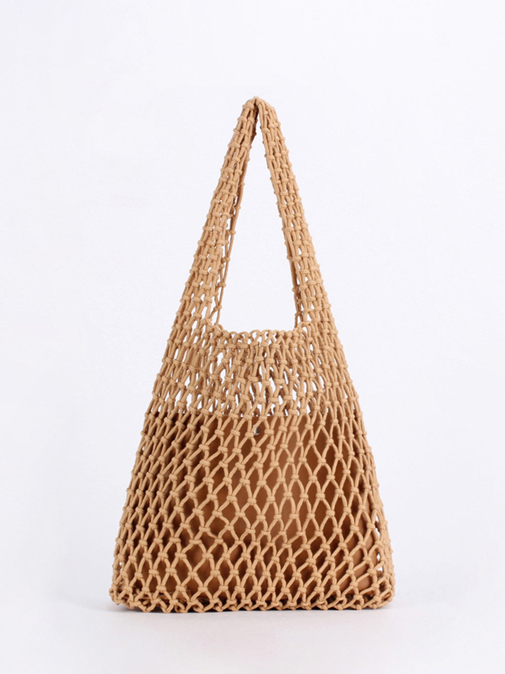 Antibes — Sac filet macramé camel à anse intégrée