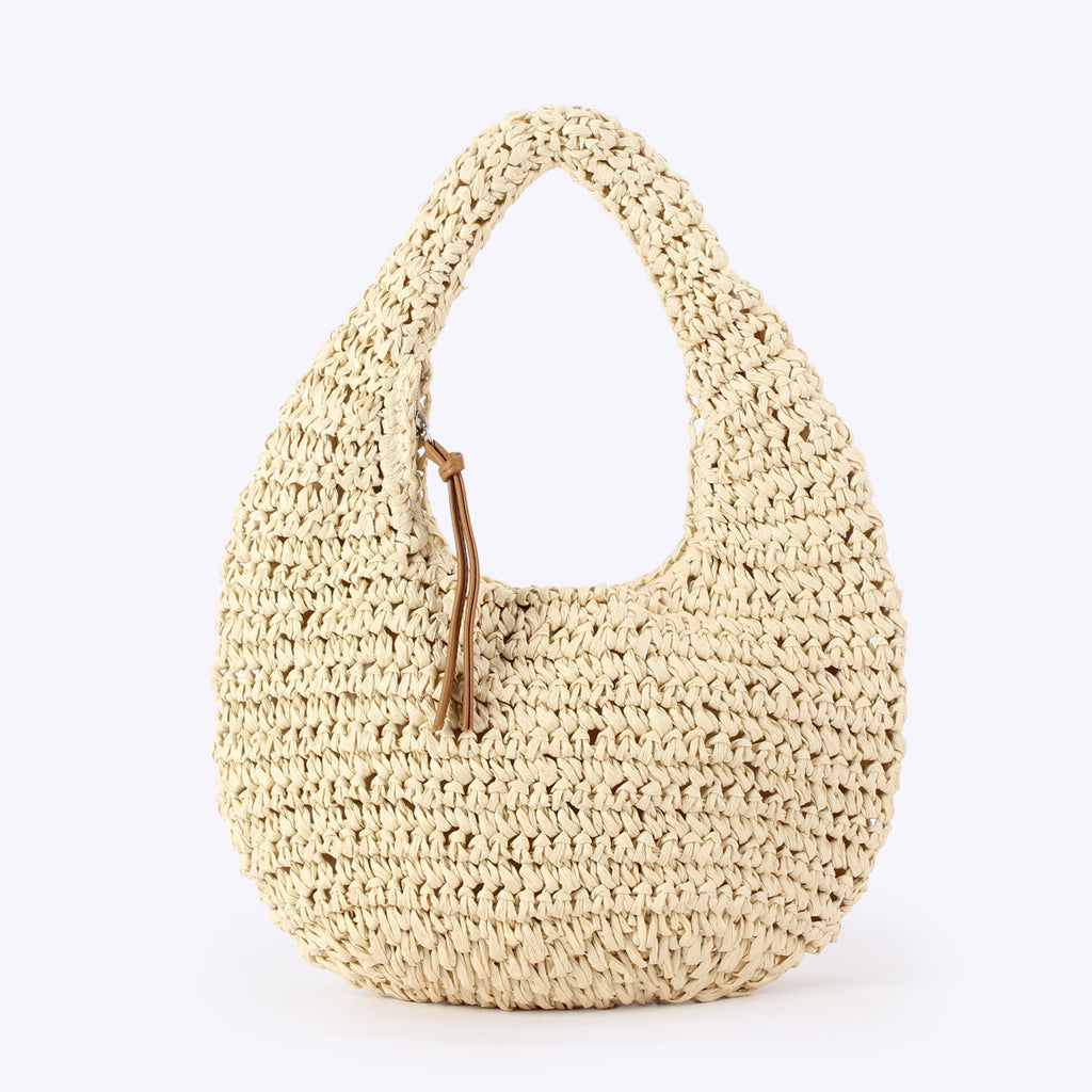 Médina — Mini hobo au crochet ivoire, doublure tissu