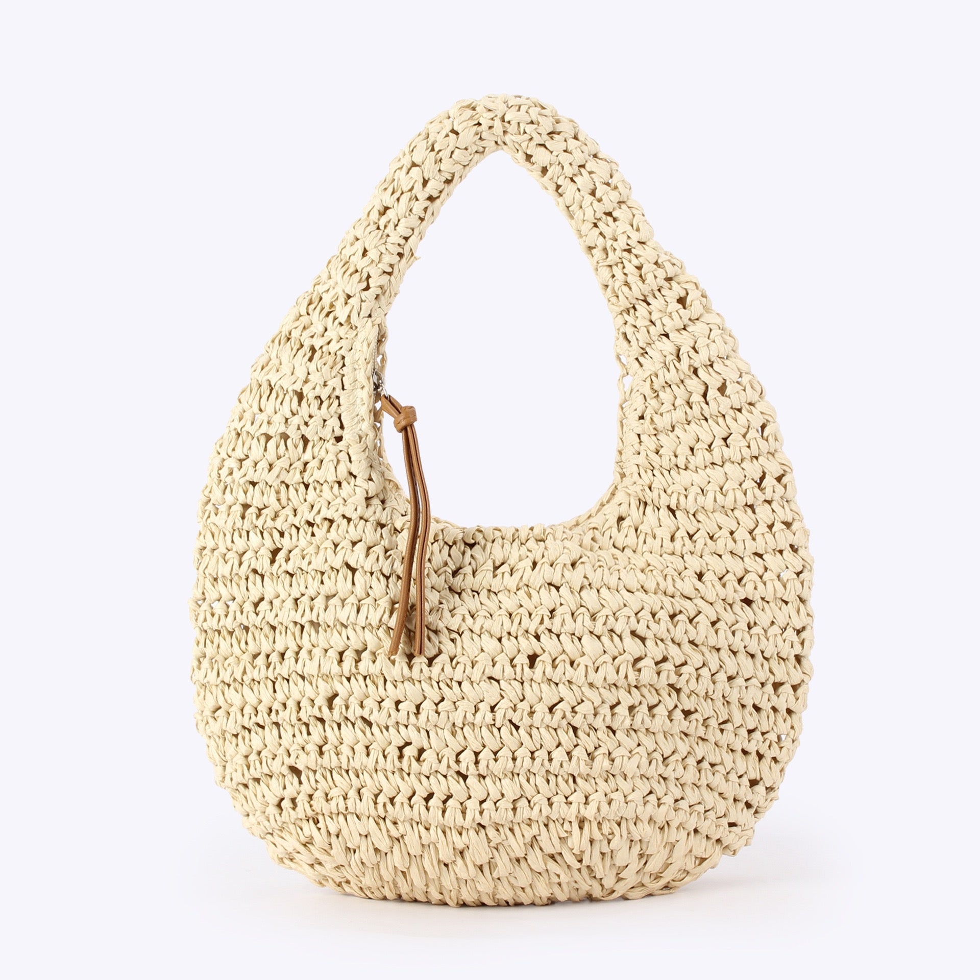Médina — Mini hobo au crochet ivoire, doublure tissu