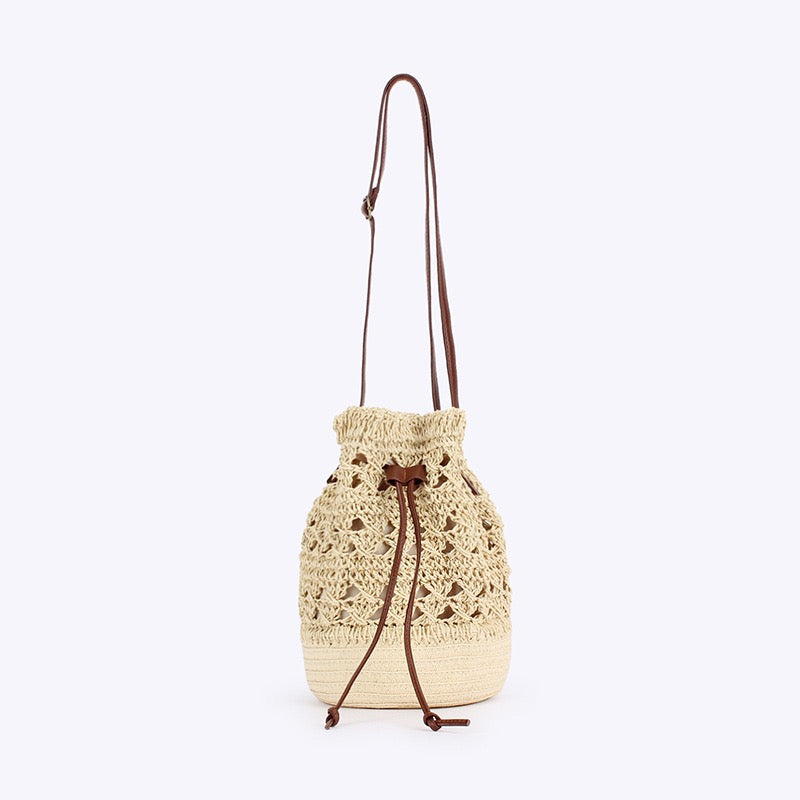 Rivage — Sac seau au crochet, anse cuir réglable