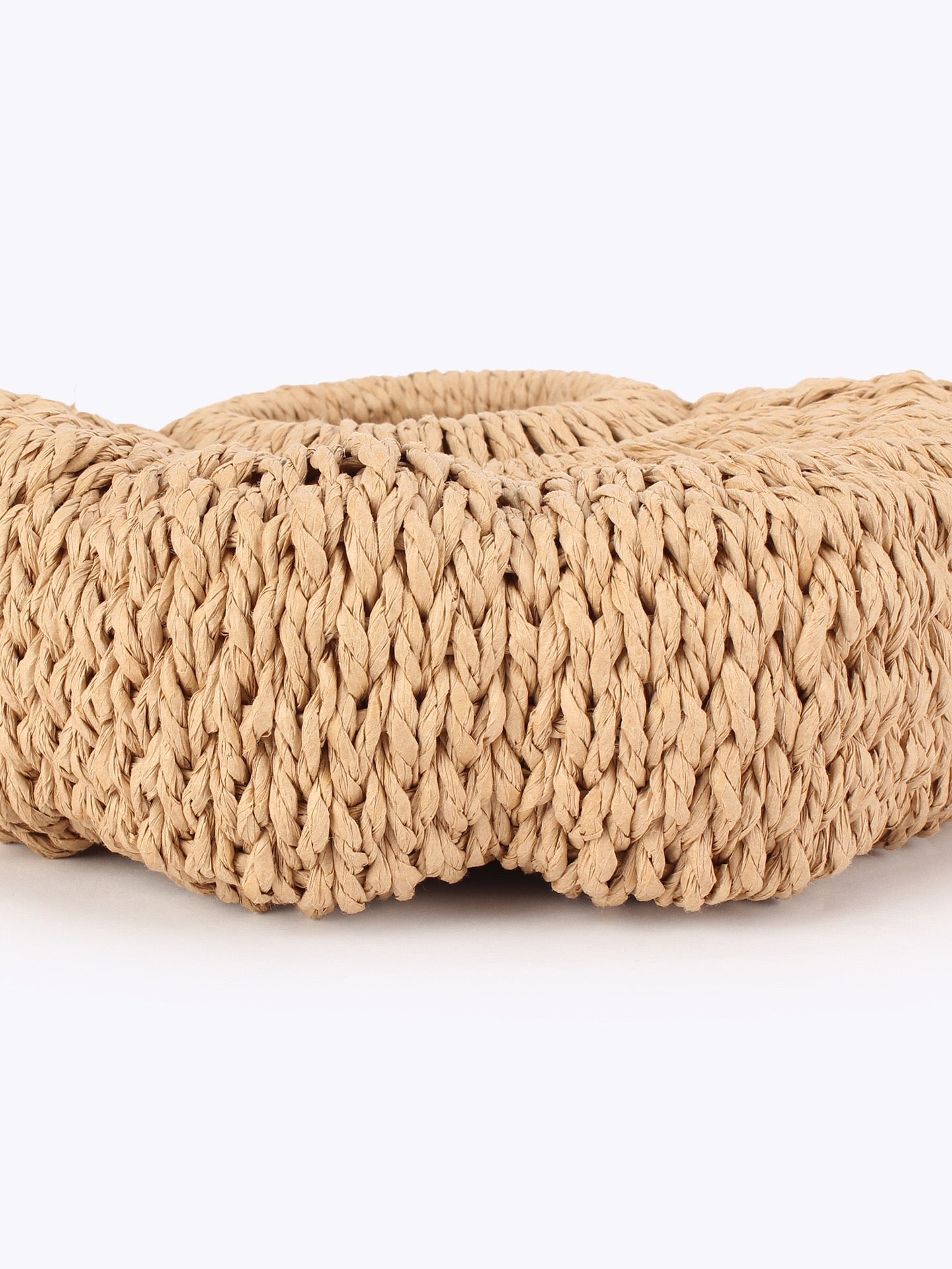 Douceur — Mini sac demi-lune paille à anses anneaux & bandoulière