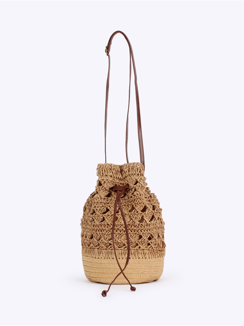 Rivage — Sac seau au crochet, anse cuir réglable