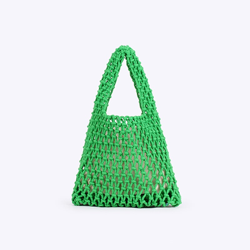 Capri — Mini sac filet macramé fuchsia