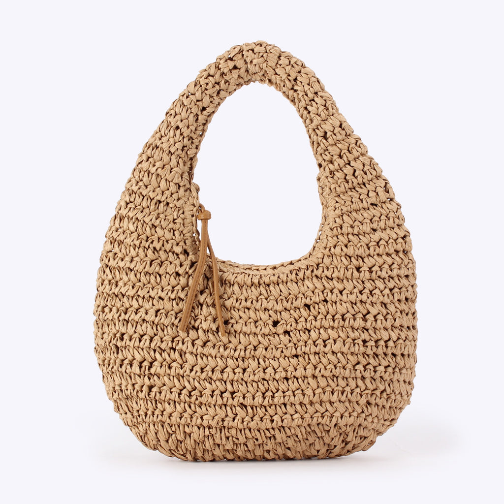 Médina — Mini hobo au crochet ivoire, doublure tissu