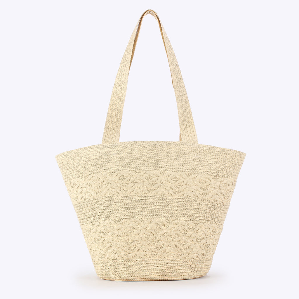 Flocon — Grand panier paille tressée à motif chevrons