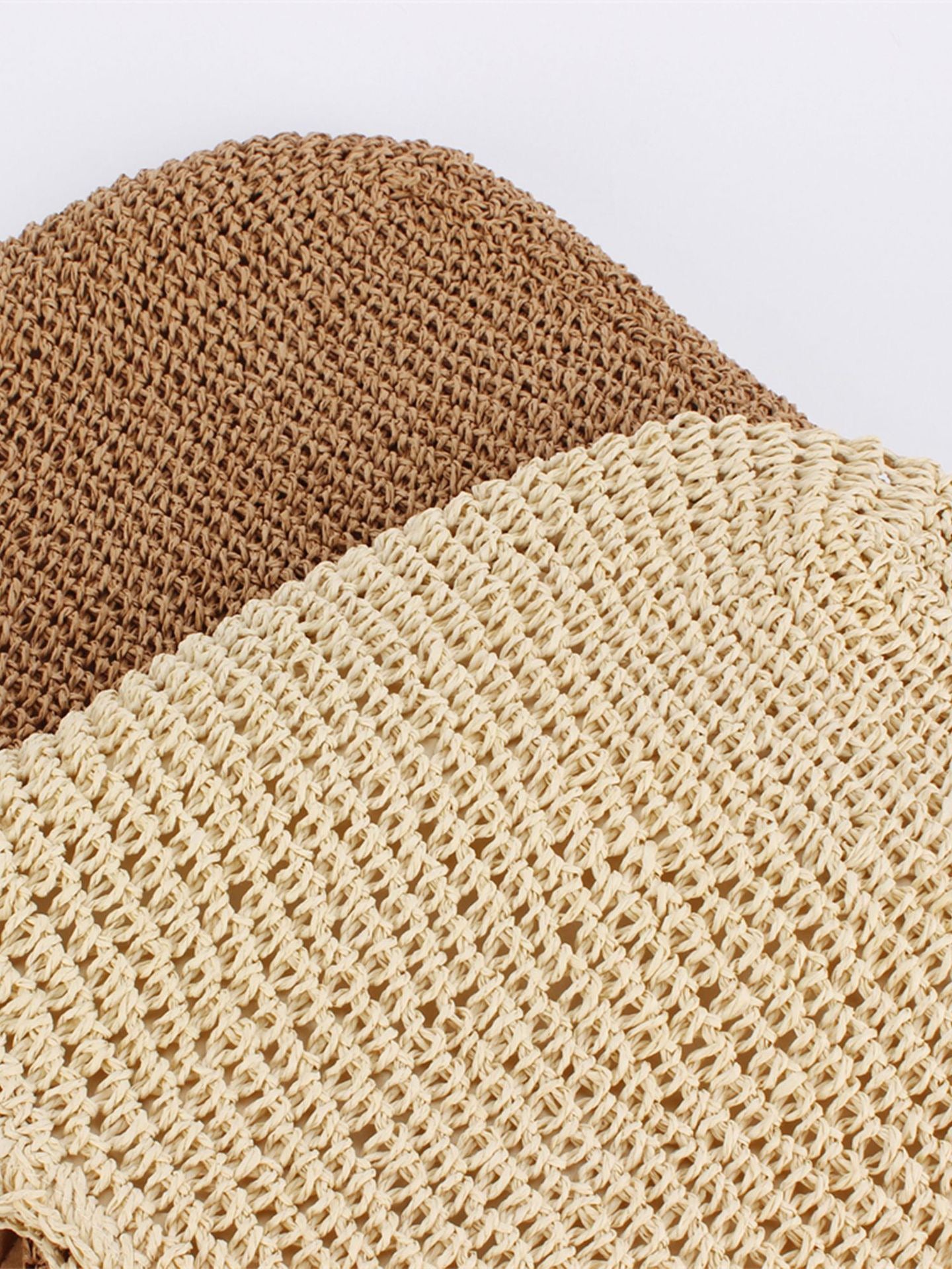 Natura — Sac hobo au crochet camel, doublure tissu
