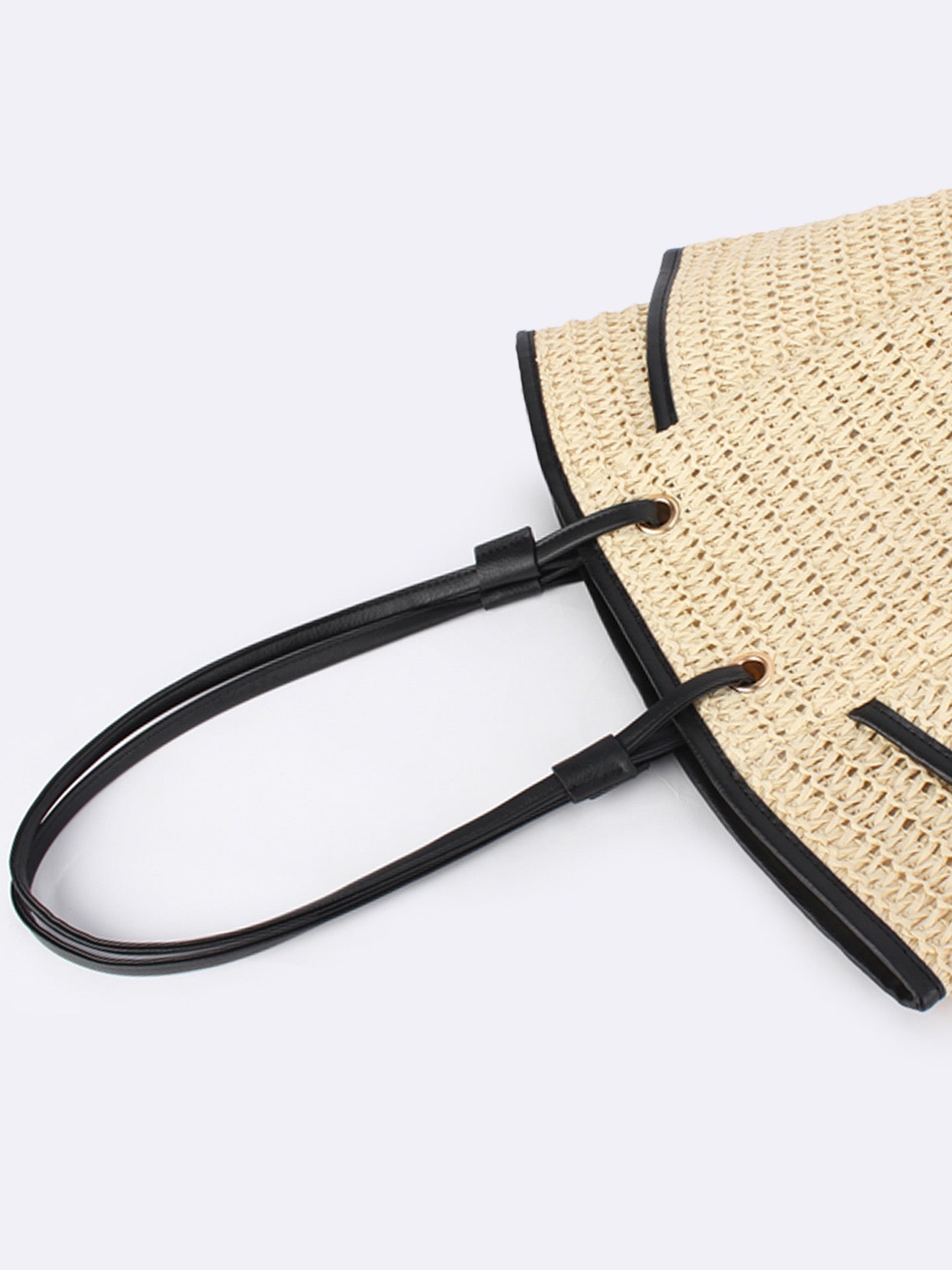 Sahara — Cabas en crochet, anses cuir & poches latérales
