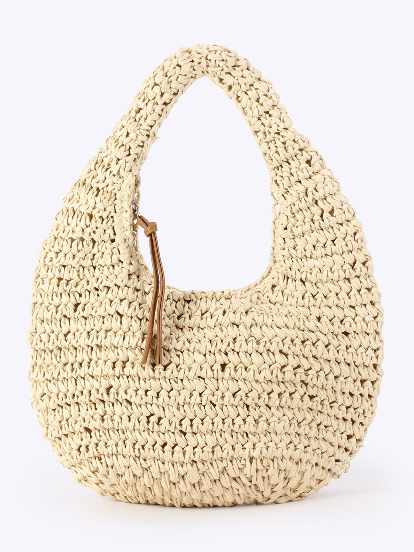 Médina — Mini hobo au crochet ivoire, doublure tissu