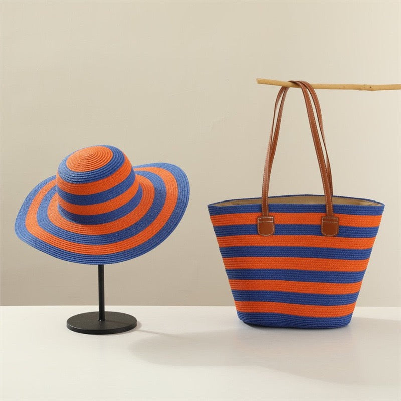 Fiesta Duo — Cabas & capeline rayés multicolores