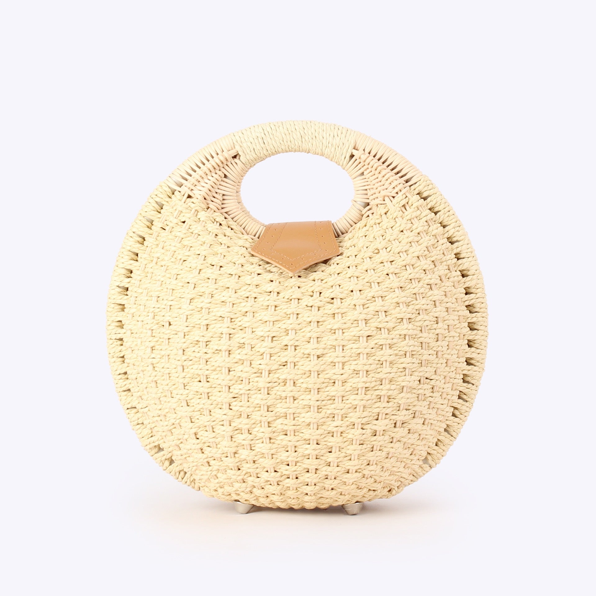 Lilas — Sac rond cocon au crochet ivoire, anse ovale