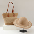 Sahara Duo — Cabas tissé rayé & chapeau à large bord assorti