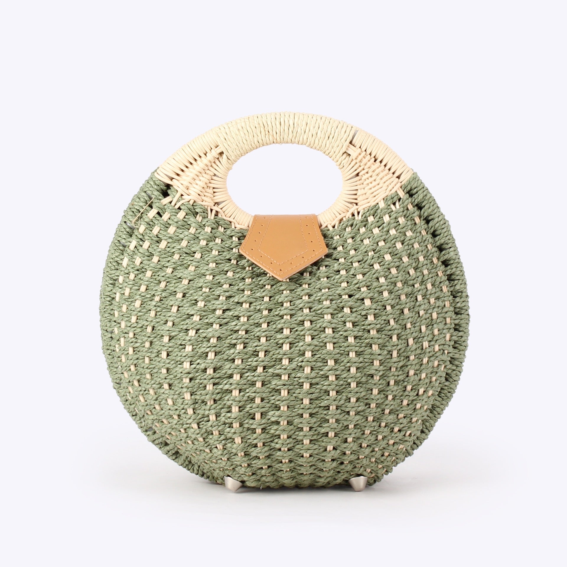 Lilas — Sac rond cocon au crochet ivoire, anse ovale
