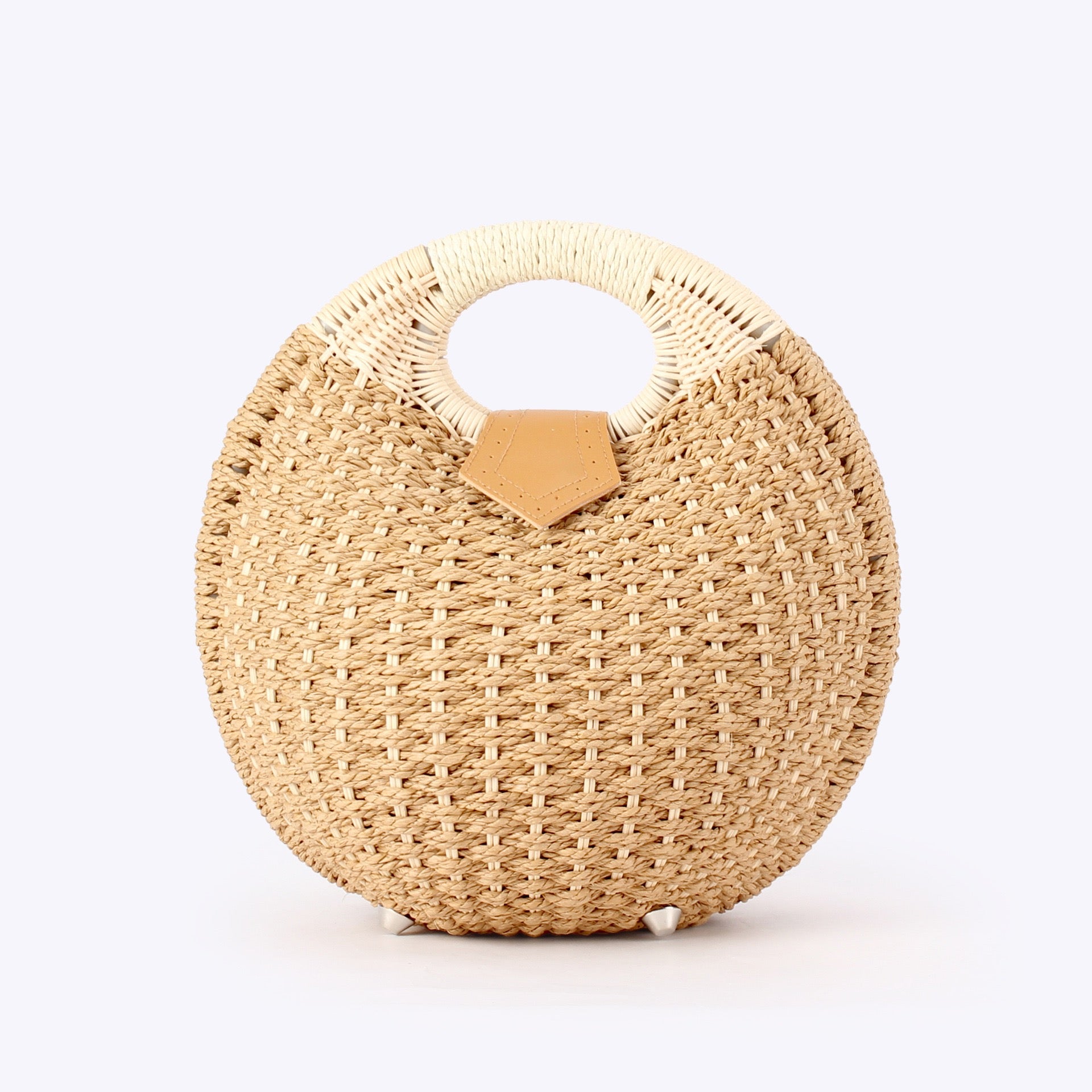 Lilas — Sac rond cocon au crochet ivoire, anse ovale