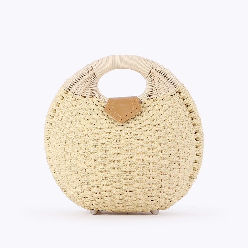 Lilas — Sac rond cocon au crochet ivoire, anse ovale