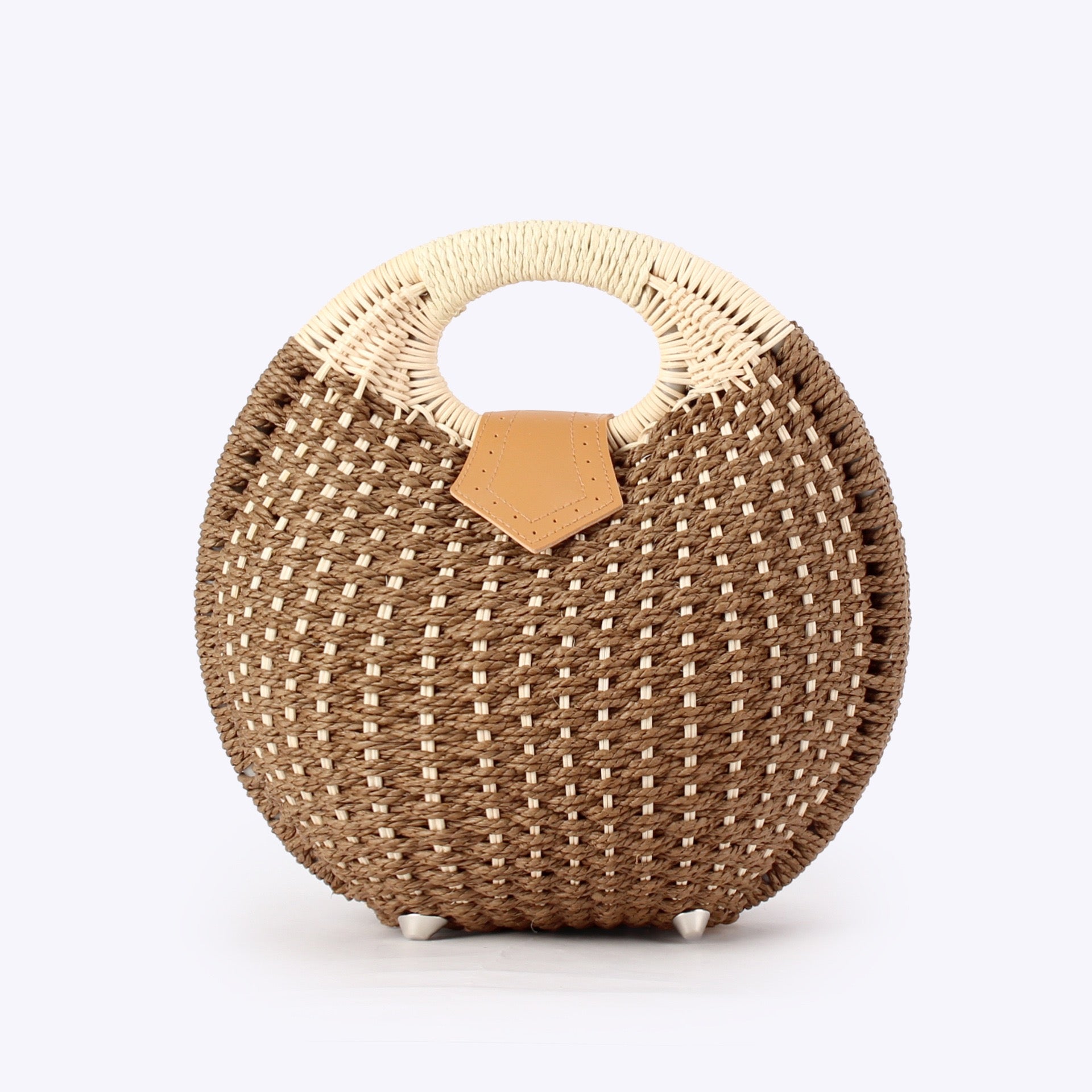 Lilas — Sac rond cocon au crochet ivoire, anse ovale