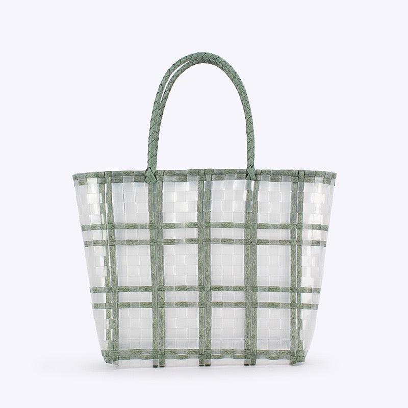 Ciel Étoilé — Petit panier transparent à carreaux bleus